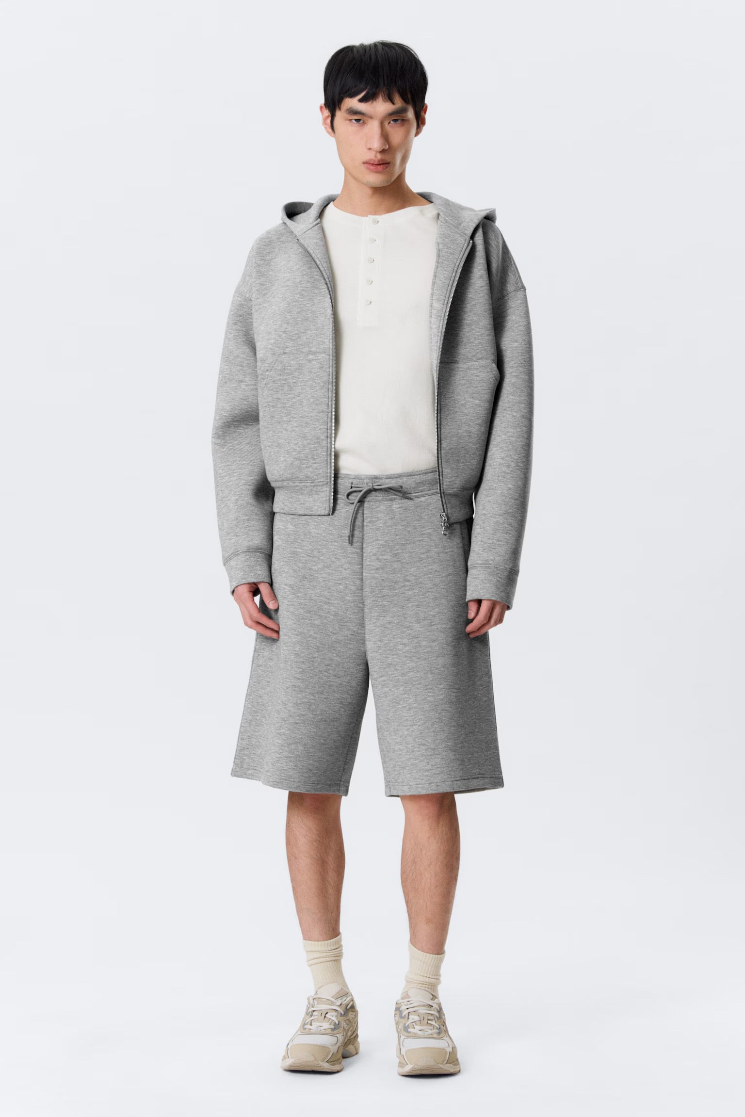 WEEKDAY GREY SCUBA SHORT + JACKET SET