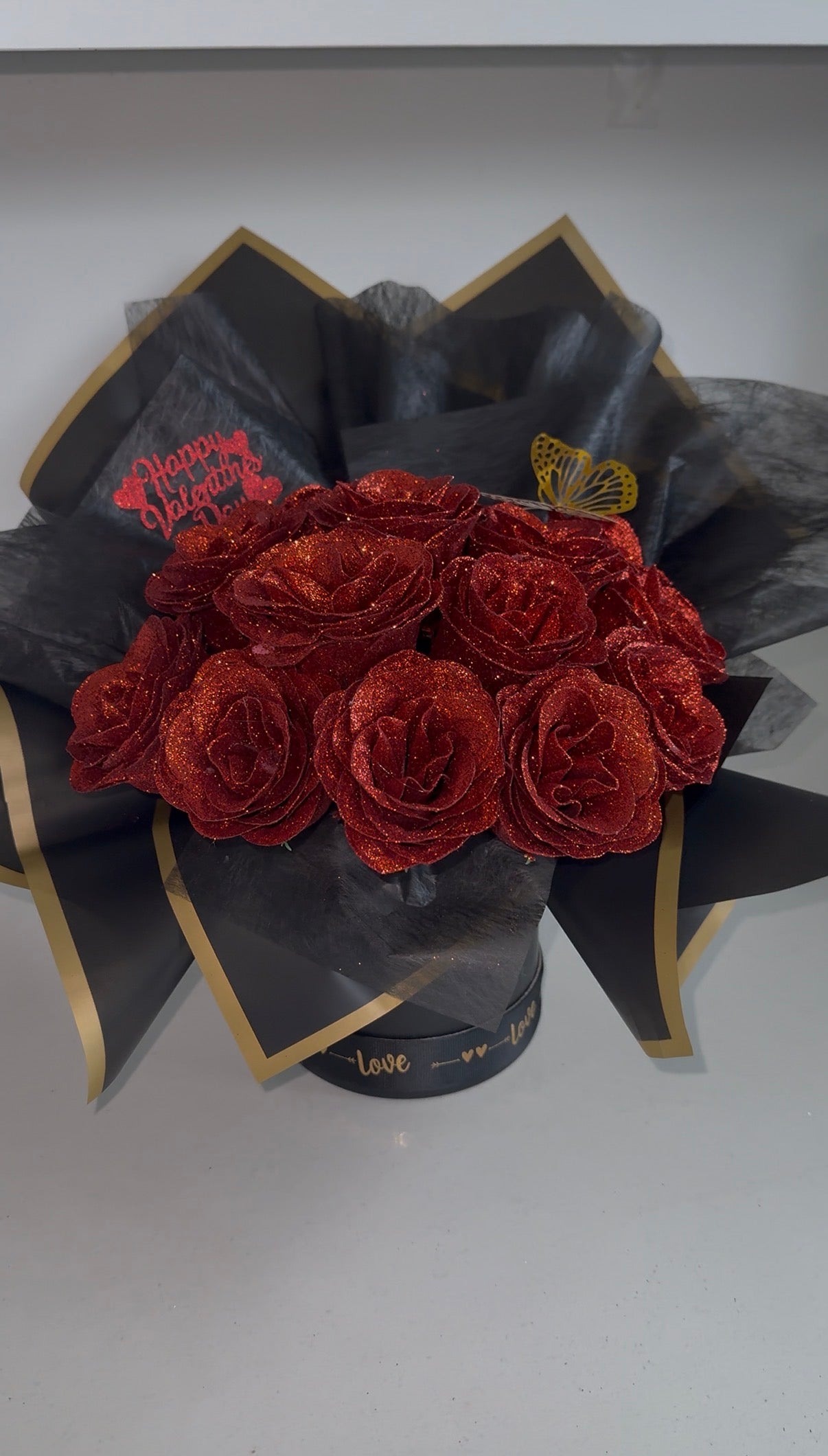 Luxury Red Glitter Rose Flower Box