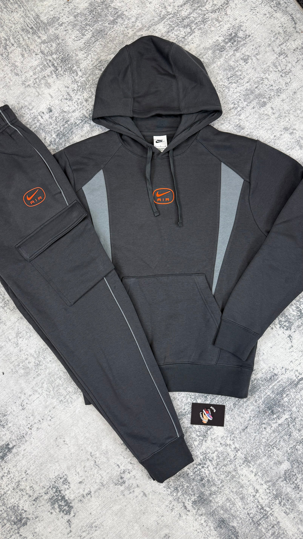NIKE AIR GREY / ORANGE FLEECE TRACKSUIT