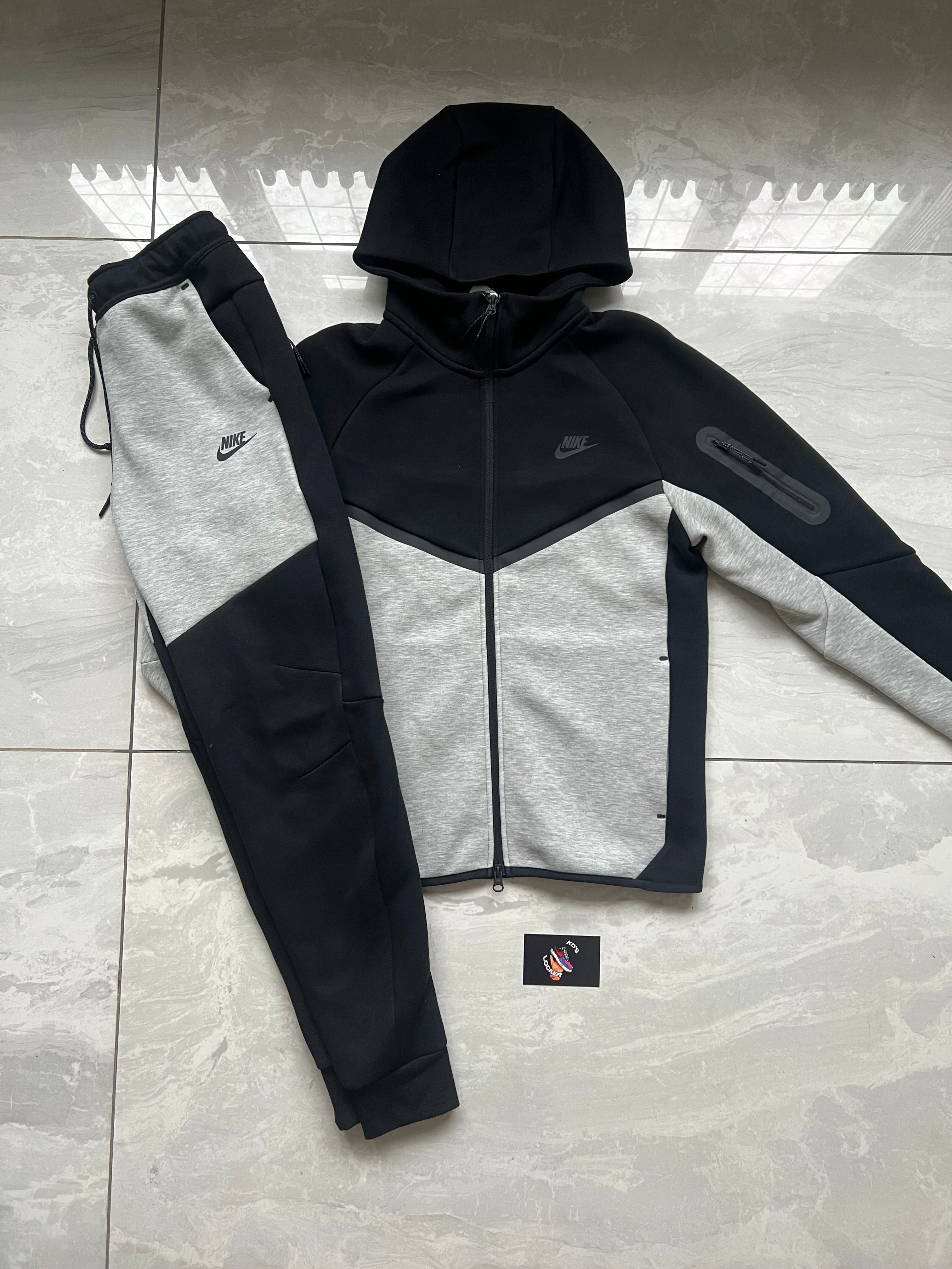 NIKE TECH FLEECE BLACK / GREY TWO-TONE TRACKSUIT
