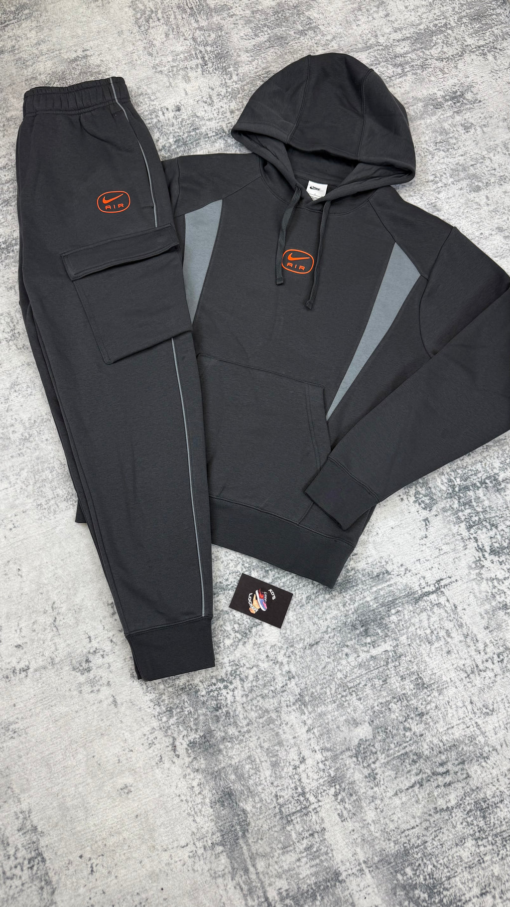 NIKE AIR GREY / ORANGE FLEECE TRACKSUIT
