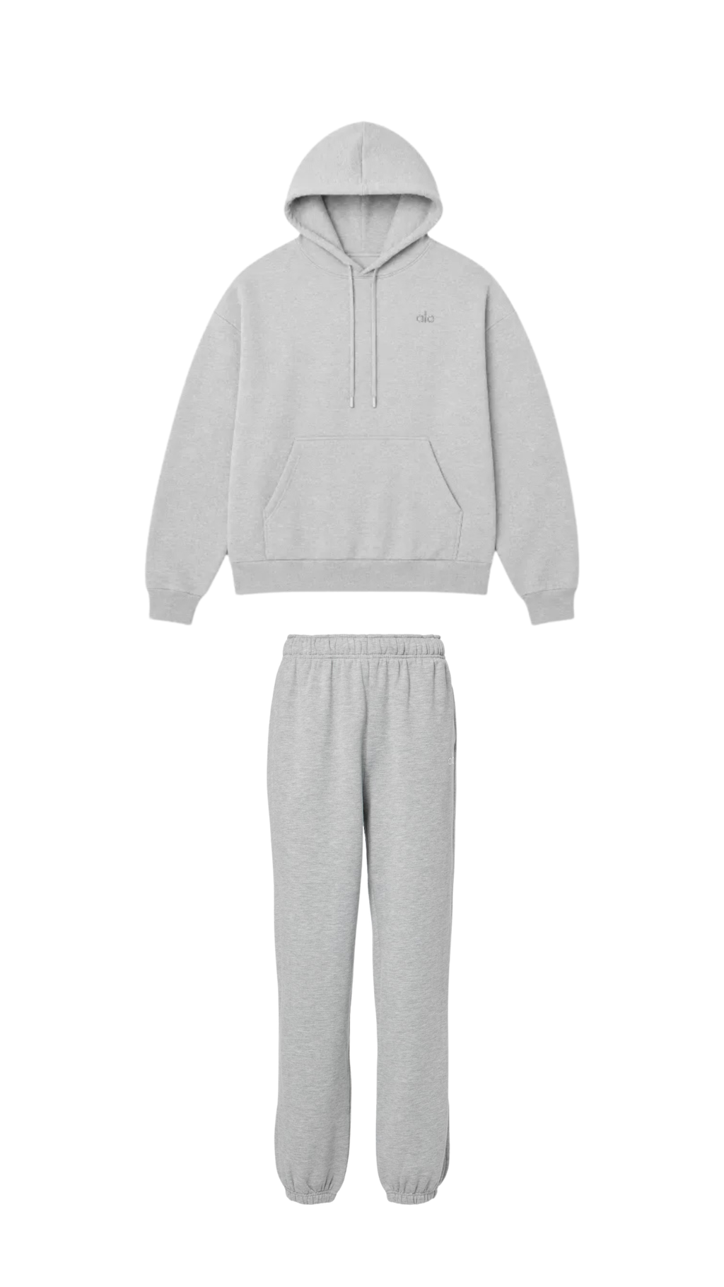 ALO ACCOLADE PULLOVER HOODIE X CUFFED BOTTTOMS GREY