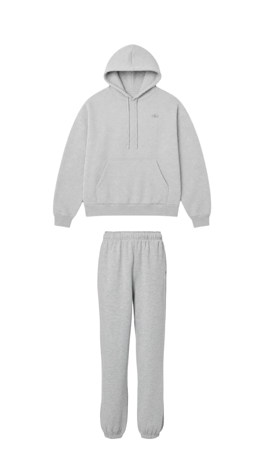 ALO ACCOLADE PULLOVER HOODIE X CUFFED BOTTTOMS GREY
