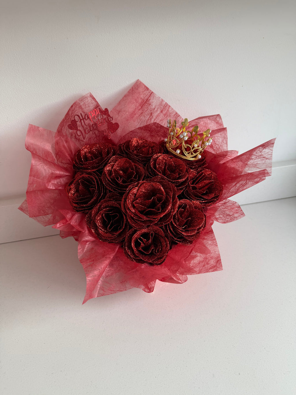Heart Shaped Red Glitter Rose Gift Boxes