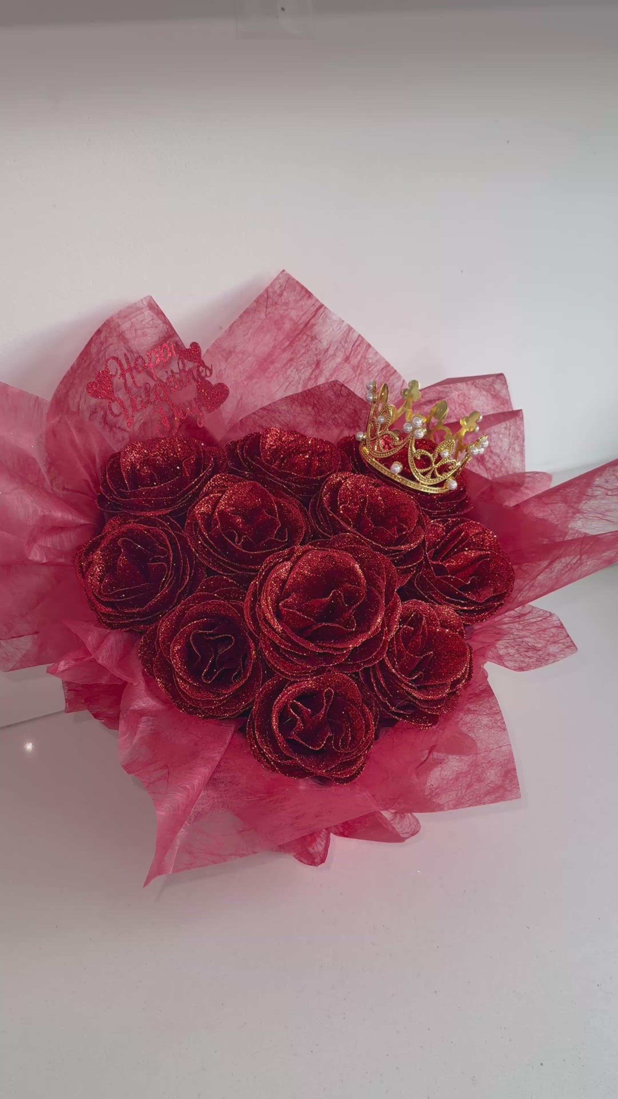 Heart Shaped Red Glitter Rose Gift Boxes