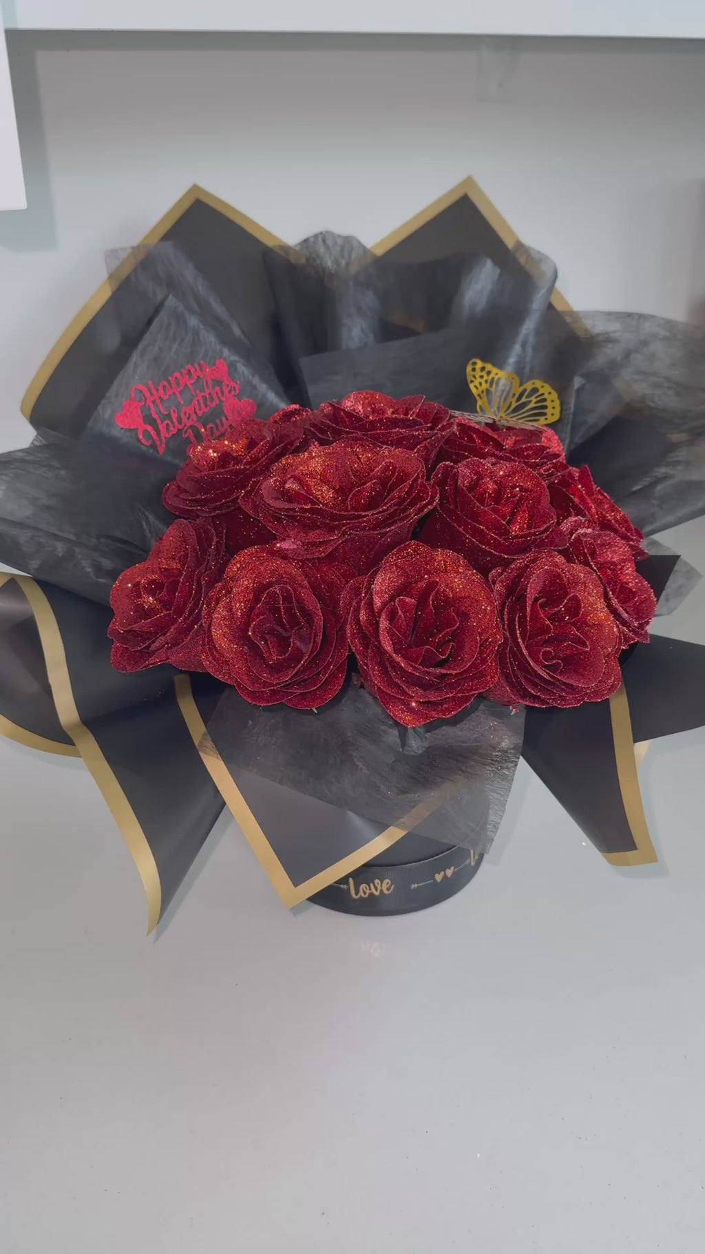 Luxury Red Glitter Rose Flower Box