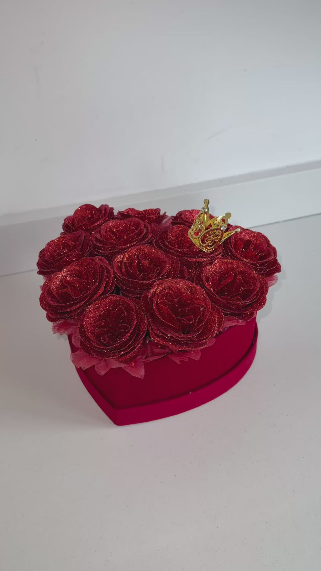 Heart Shaped Red Glitter Rose Gift Boxes